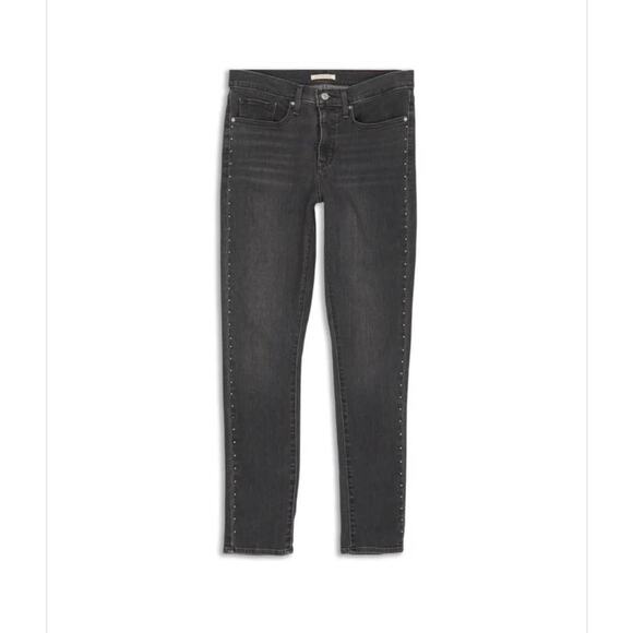 LEVIS 311 MID-RISE SHAPING STUDDED SKINNY JEANS SIZE 28 CHARCOAL GRAY SZ 28 - Picture 8 of 9